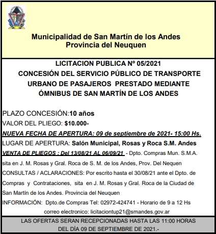 Licitación Servicio Público de Transporte Urbano de Pasajeros - Guillermo Tosi Licitación Servicio Público de Transporte Urbano de Pasajeros - Guillermo Tosi